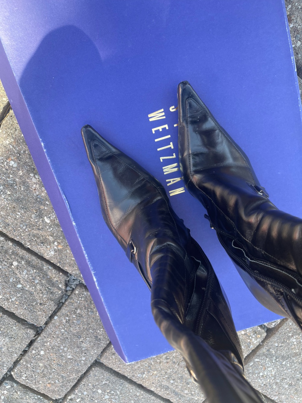 Vintage Y2K Stuart Weitzman Super Pointed Toe Leather Wedge Boots